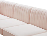 Alina Velvet / Engineered Wood / Metal / Foam Contemporary Pink Velvet Modular Sectional - 119" W x 33.5" D x 31" H