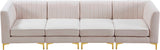 Alina Velvet / Engineered Wood / Metal / Foam Contemporary Pink Velvet Modular Sectional - 119" W x 33.5" D x 31" H