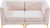 Alina Velvet / Engineered Wood / Metal / Foam Contemporary Pink Velvet Modular Sectional - 67" W x 33.5" D x 31" H