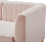 Alina Velvet / Engineered Wood / Metal / Foam Contemporary Pink Velvet Modular Sectional - 93" W x 67" D x 31" H