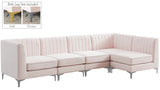 Alina Velvet / Engineered Wood / Metal / Foam Contemporary Pink Velvet Modular Sectional - 119" W x 59.5" D x 31" H