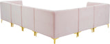 Alina Velvet / Engineered Wood / Metal / Foam Contemporary Pink Velvet Modular Sectional - 119" W x 93" D x 31" H