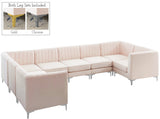Alina Velvet / Engineered Wood / Metal / Foam Contemporary Pink Velvet Modular Sectional - 145" W x 93" D x 31" H
