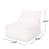 Noble House 3 Ft Outdoor Contemporary Water Resistant Fabric Bean Bag Chair, White