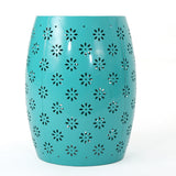Noble House Zula Lace Cut Teal Iron Accent Table