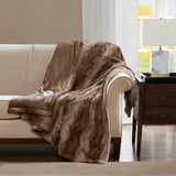 Beautyrest Zuri Transitional 100% Polyester Faux Tip Dye Long Fur Heated Throw BR54-0854