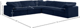 Cozy Velvet / Fiber / Engineered Wood Contemporary Navy Velvet Cloud-Like Comfort Modular Sectional - 119" W x 120" D x 32" H