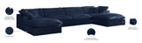 Cozy Velvet / Fiber / Engineered Wood Contemporary Navy Velvet Cloud-Like Comfort Modular Sectional - 158" W x 80" D x 32" H