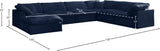 Cozy Velvet / Fiber / Engineered Wood Contemporary Navy Velvet Cloud-Like Comfort Modular Sectional - 158" W x 120" D x 32" H