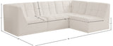 Relax Velvet / Engineered Wood / Foam Contemporary Cream Velvet Modular Sectional - 98" W x 64" D x 31" H