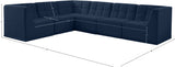 Relax Velvet / Engineered Wood / Foam Contemporary Navy Velvet Modular Sectional - 128" W x 98" D x 31" H