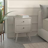 Alpine Furniture Flynn Mid Century Modern 2 Drawer Nightstand, Gray 966G-02 Gray Mahogany Solids & Okoume Veneer 18 x 15 x 26
