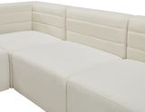 Quincy Velvet / Engineered Wood / Foam Contemporary Cream Velvet Modular Sectional - 95" W x 63" D x 30.5" H