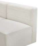 Quincy Velvet / Engineered Wood / Foam Contemporary Cream Velvet Modular Sectional - 95" W x 63" D x 30.5" H