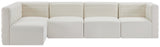 Quincy Velvet / Engineered Wood / Foam Contemporary Cream Velvet Modular Sectional - 126" W x 63" D x 30.5" H