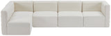 Quincy Velvet / Engineered Wood / Foam Contemporary Cream Velvet Modular Sectional - 126" W x 63" D x 30.5" H