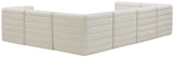 Quincy Velvet / Engineered Wood / Foam Contemporary Cream Velvet Modular Sectional - 126" W x 95" D x 30.5" H