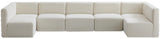 Quincy Velvet / Engineered Wood / Foam Contemporary Cream Velvet Modular Sectional - 157.5" W x 95" D x 30.5" H
