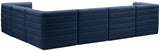 Quincy Velvet / Engineered Wood / Foam Contemporary Navy Velvet Modular Sectional - 126" W x 95" D x 30.5" H