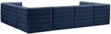 Quincy Velvet / Engineered Wood / Foam Contemporary Navy Velvet Modular Sectional - 126" W x 95" D x 30.5" H