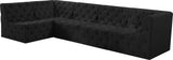 Tuft Velvet / Engineered Wood / Foam Contemporary Black Velvet Modular Sectional - 128" W x 64" D x 32" H