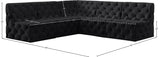Tuft Velvet / Engineered Wood / Foam Contemporary Black Velvet Modular Sectional - 93" W x 93" D x 32" H