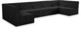 Tuft Velvet / Engineered Wood / Foam Contemporary Black Velvet Modular Sectional - 157" W x 64" D x 32" H