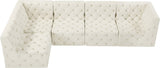 Tuft Velvet / Engineered Wood / Foam Contemporary Cream Velvet Modular Sectional - 128" W x 64" D x 32" H