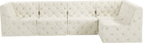 Tuft Velvet / Engineered Wood / Foam Contemporary Cream Velvet Modular Sectional - 128" W x 64" D x 32" H