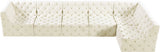 Tuft Velvet / Engineered Wood / Foam Contemporary Cream Velvet Modular Sectional - 157" W x 64" D x 32" H