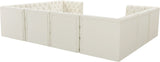 Tuft Velvet / Engineered Wood / Foam Contemporary Cream Velvet Modular Sectional - 128" W x 99" D x 32" H