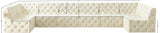 Tuft Velvet / Engineered Wood / Foam Contemporary Cream Velvet Modular Sectional - 215" W x 64" D x 32" H