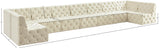 Tuft Velvet / Engineered Wood / Foam Contemporary Cream Velvet Modular Sectional - 215" W x 64" D x 32" H