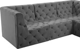 Tuft Velvet / Engineered Wood / Foam Contemporary Grey Velvet Modular Sectional - 93" W x 93" D x 32" H