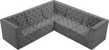 Tuft Velvet / Engineered Wood / Foam Contemporary Grey Velvet Modular Sectional - 99" W x 99" D x 32" H