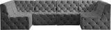 Tuft Velvet / Engineered Wood / Foam Contemporary Grey Velvet Modular Sectional - 128" W x 64" D x 32" H