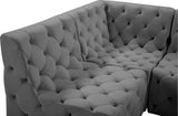 Tuft Velvet / Engineered Wood / Foam Contemporary Grey Velvet Modular Sectional - 157" W x 64" D x 32" H