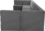 Tuft Velvet / Engineered Wood / Foam Contemporary Grey Velvet Modular Sectional - 215" W x 64" D x 32" H