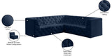 Tuft Velvet / Engineered Wood / Foam Contemporary Navy Velvet Modular Sectional - 99" W x 99" D x 32" H