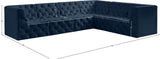 Tuft Velvet / Engineered Wood / Foam Contemporary Navy Velvet Modular Sectional - 128" W x 99" D x 32" H