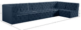 Tuft Velvet / Engineered Wood / Foam Contemporary Navy Velvet Modular Sectional - 157" W x 64" D x 32" H