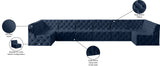 Tuft Velvet / Engineered Wood / Foam Contemporary Navy Velvet Modular Sectional - 215" W x 64" D x 32" H