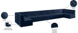 Tuft Velvet / Engineered Wood / Foam Contemporary Navy Velvet Modular Sectional - 215" W x 64" D x 32" H
