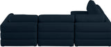 Beckham Linen Textured Fabric / Engineered Wood / Foam Contemporary Navy Durable Linen Textured Fabric Modular Sectional - 114" W x 76" D x 32.5" H