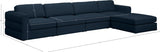 Beckham Linen Textured Fabric / Engineered Wood / Foam Contemporary Navy Durable Linen Textured Fabric Modular Sectional - 152" W x 76" D x 32.5" H