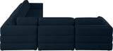 Beckham Linen Textured Fabric / Engineered Wood / Foam Contemporary Navy Durable Linen Textured Fabric Modular Sectional - 114" W x 114" D x 32.5" H