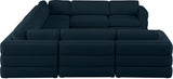 Beckham Linen Textured Fabric / Engineered Wood / Foam Contemporary Navy Durable Linen Textured Fabric Modular Sectional - 152" W x 114" D x 32.5" H