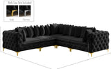Tremblay Velvet / Engineered Wood / Metal / Foam Contemporary Black Velvet Modular Sectional - 108" W x 108" D x 33" H