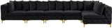 Tremblay Velvet / Engineered Wood / Metal / Foam Contemporary Black Velvet Modular Sectional - 168" W x 69" D x 33" H