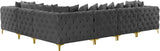 Tremblay Velvet / Engineered Wood / Metal / Foam Contemporary Grey Velvet Modular Sectional - 138" W x 108" D x 33" H